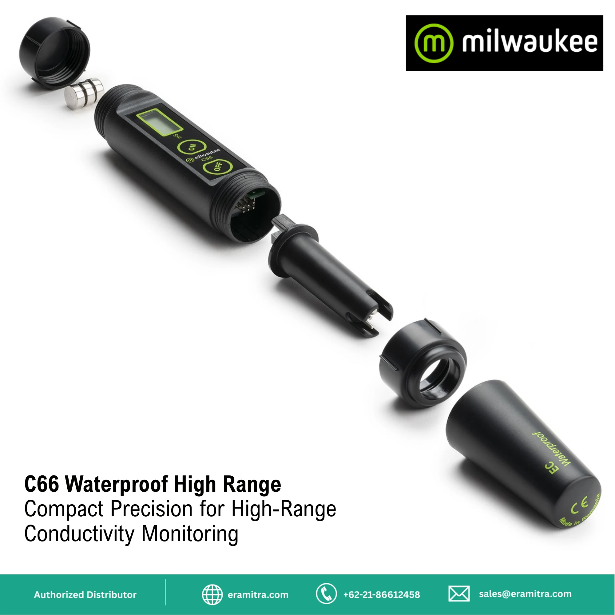 Milwaukee C66 Waterproof High Range Conductivity Pen with ATC and Replaceable Electrode